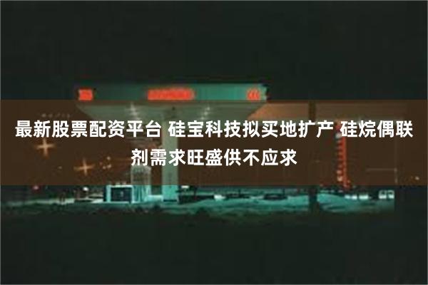 最新股票配资平台 硅宝科技拟买地扩产 硅烷偶联剂需求旺盛供不应求